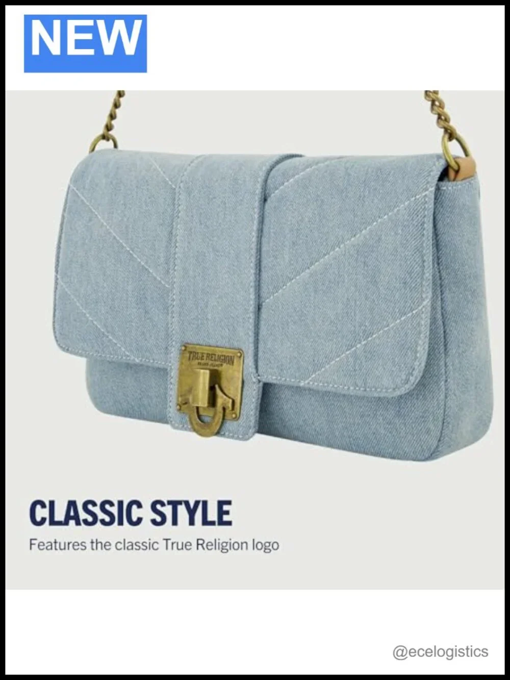 Vintage Denim Chain Strap Satchel Shoulder Bag Womens
